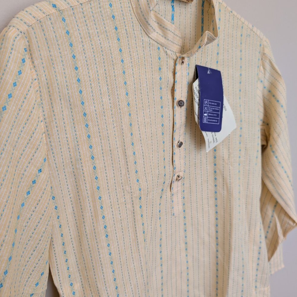 NWT Pro Ethic yellow and teal kurta tunic with pockets boys size 14 - Picture 2 of 9